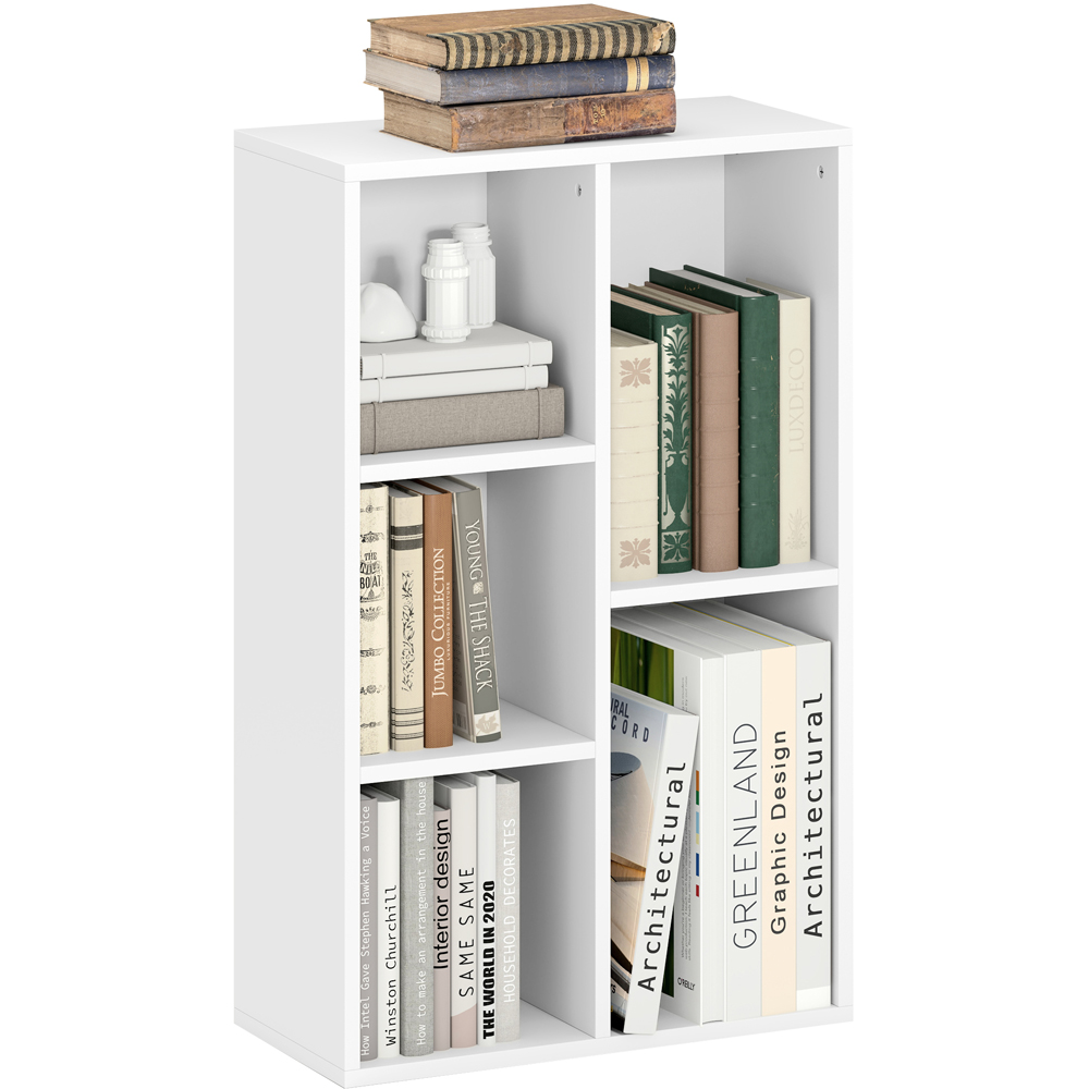 HOMCOM 5 Shelf White Bookshelf Image 2