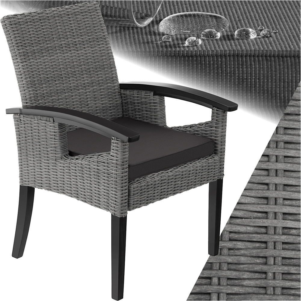 tectake Rosarno Grey Rattan Wooden Frame Garden Chair Image 2