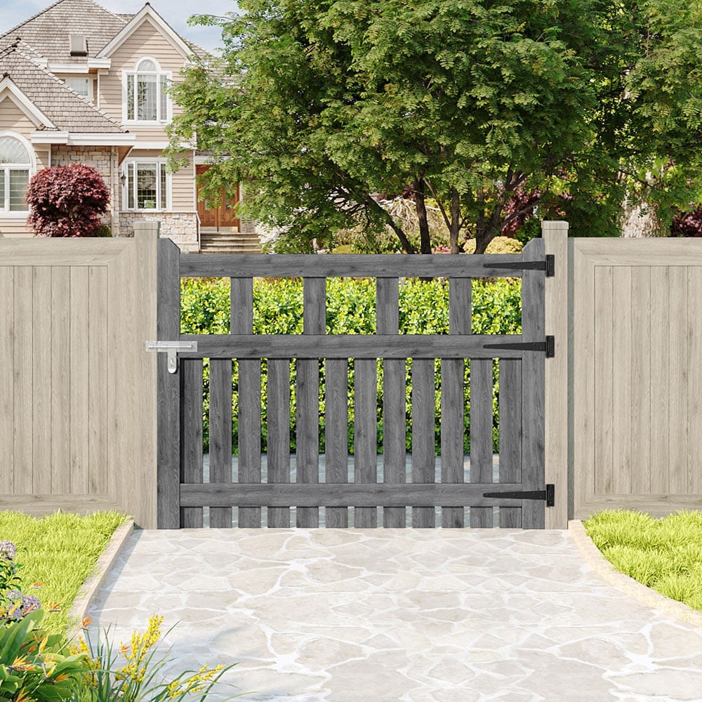 Living and Home Grey Wooden Garden Fence Door 120 x 90cm Image 7