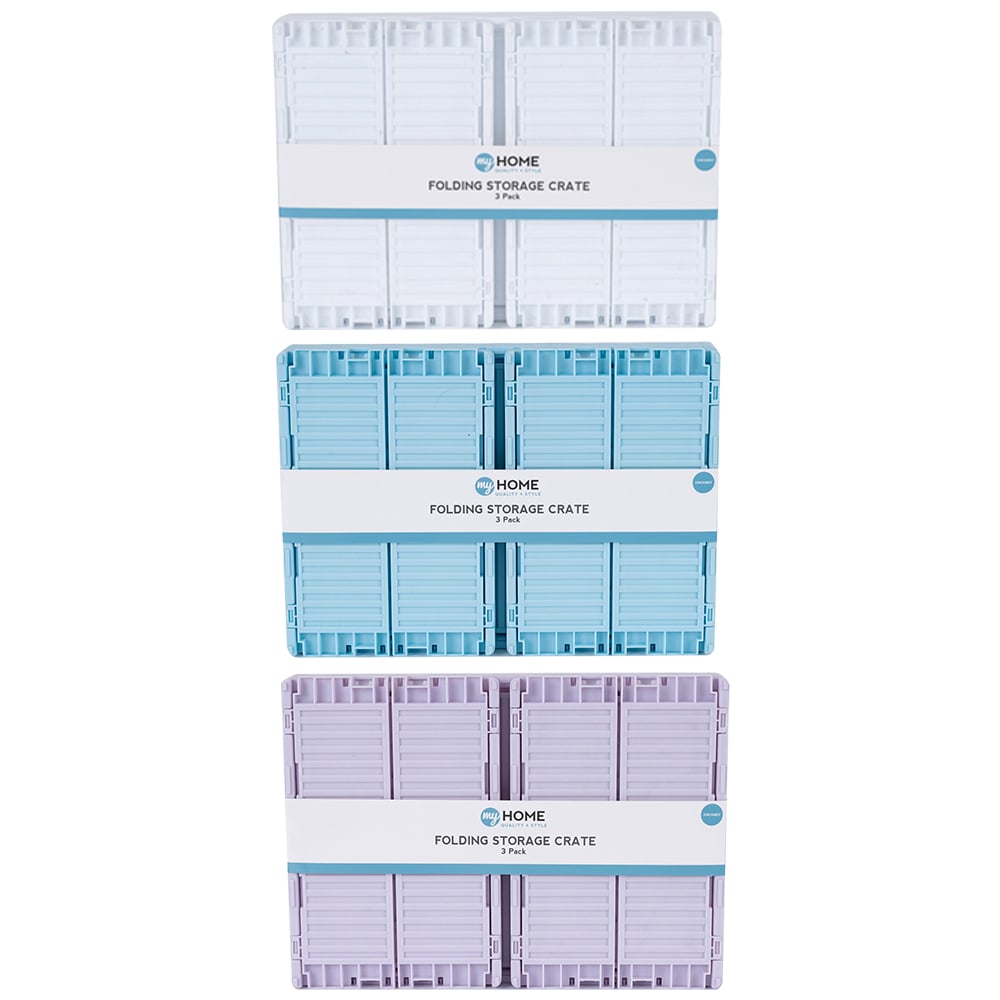 My Home Ribbed Foldable Storage Crate 3 Pack Image 1