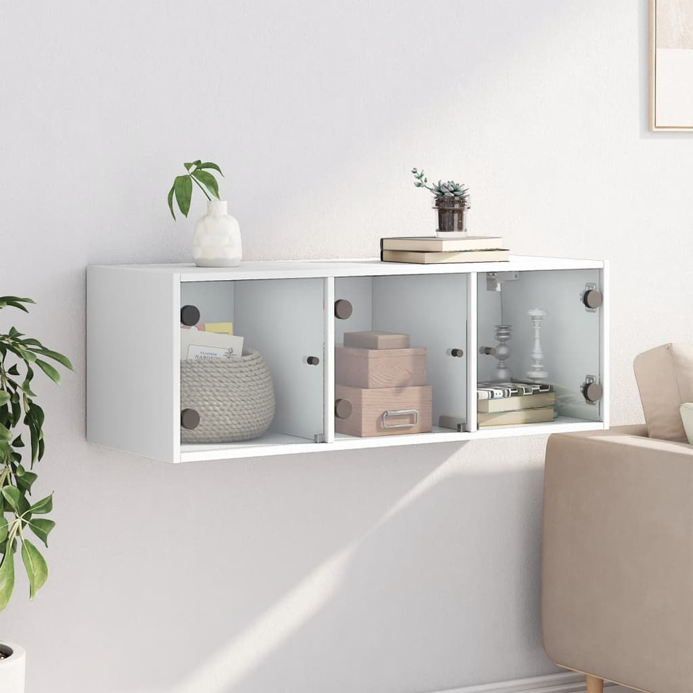 vidaXL 3 Door White Glass Wall Cabinet Image 3