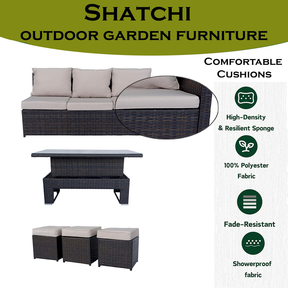 Shatchi Deluxe 9 Seater Steel Garden Sofa Set with Adjustable Table Image 7
