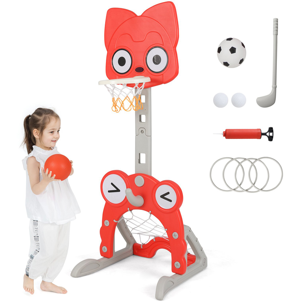 Costway Toddler Basketball Hoop with Rim and Soccer Goal Image 5