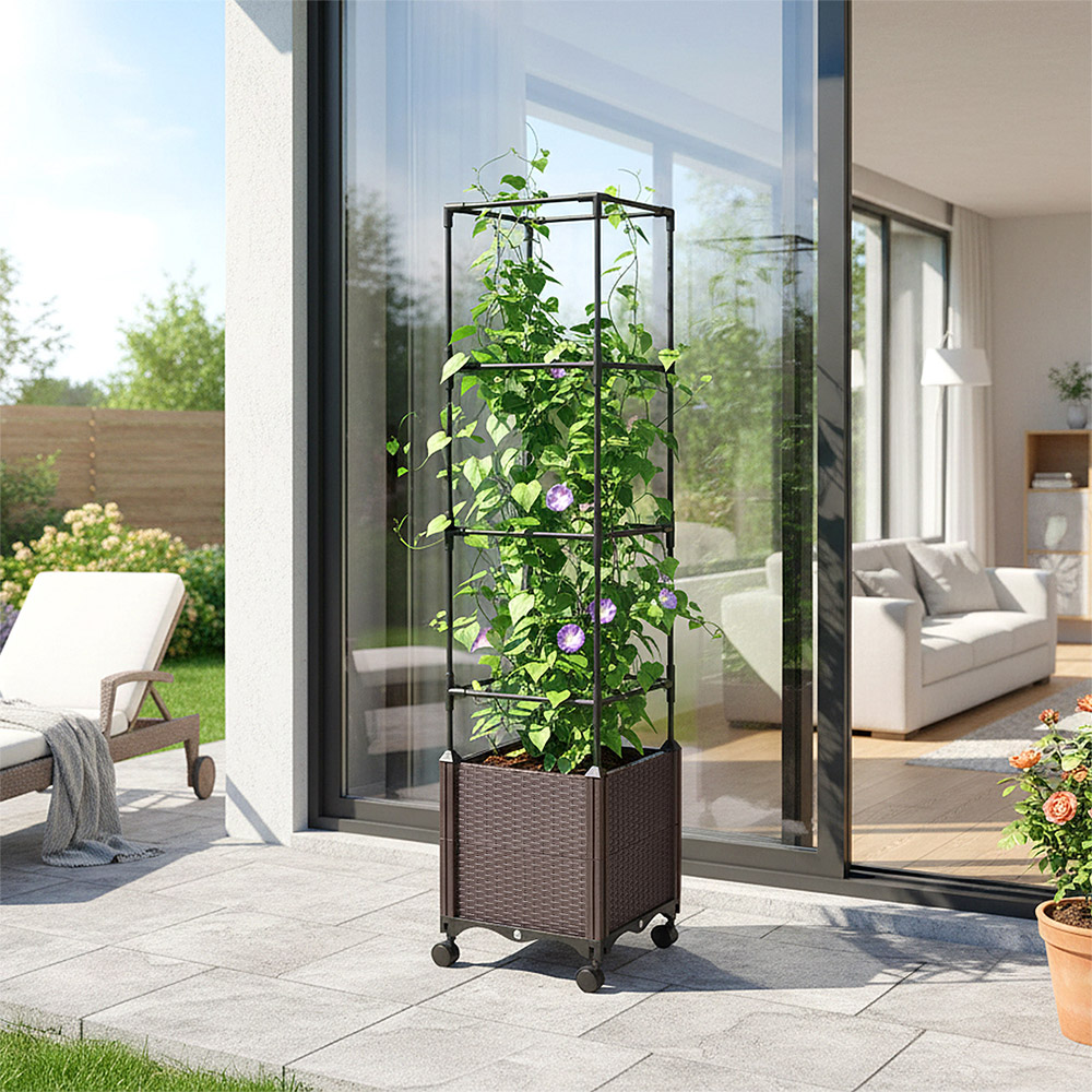 Living and Home Rolling Raised Garden Bed with Trellis 130cm Image 3