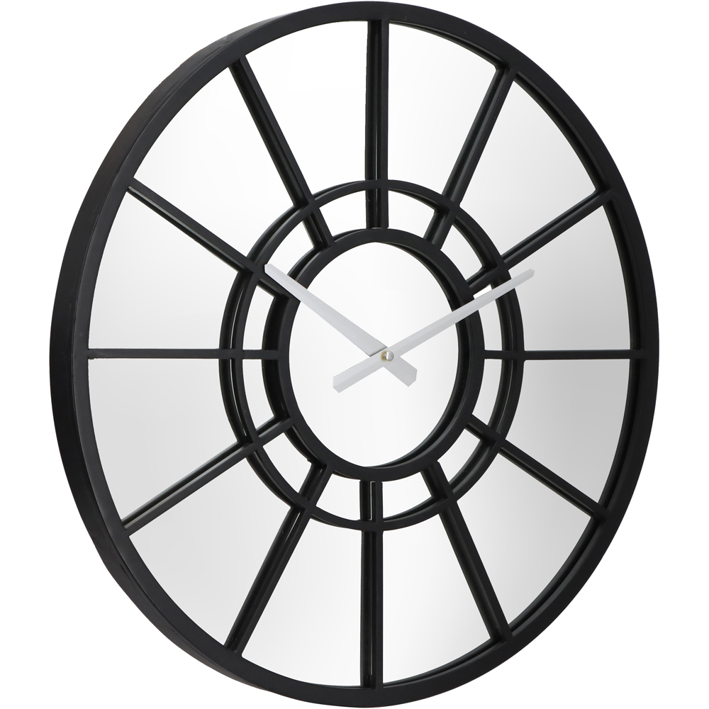 Charles Bentley Buttermere Black Mirrored Round Skeleton Indoor and Outdoor Wall Clock 50cm Image 3