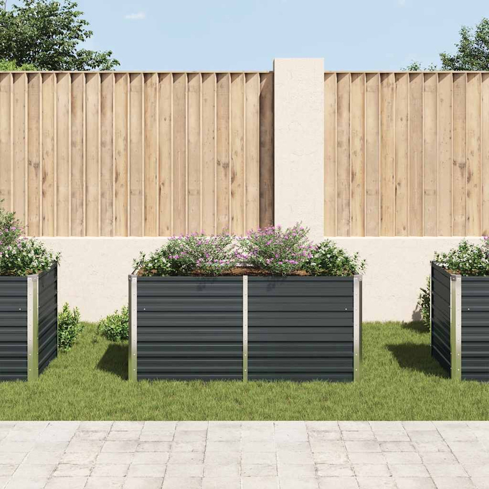 vidaXL Anthracite Galvanised Steel Raised Garden Bed 160 x 80 x 77cm Image 2