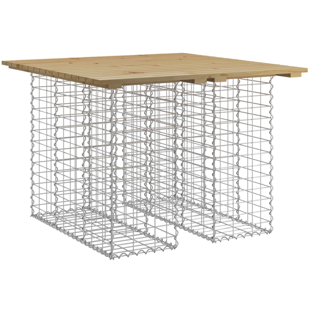 vidaXL Dark Brown Solid Impregnated Pine Wood Gabion Design Garden Table 100 x 102 x 72cm Image 1