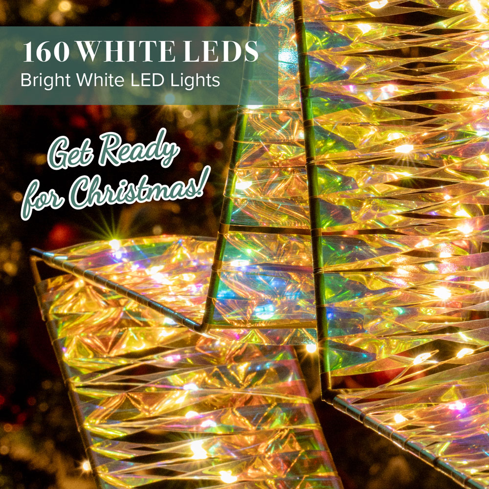 The Christmas Workshop 160 Warm White LED Iridescent Light Up Metal Star Decoration 2.1ft Image 6
