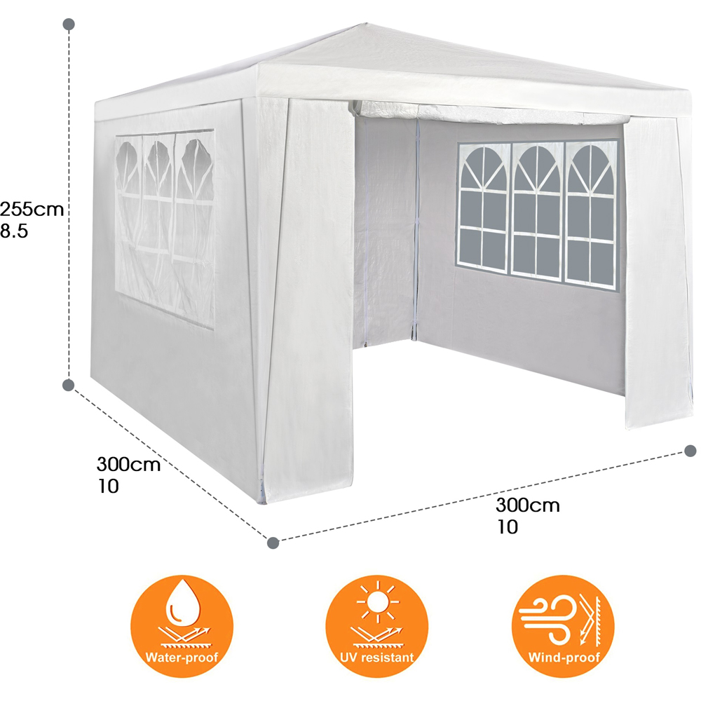 White 3 x 3m Event Gazebo with Removable Sides Image 6