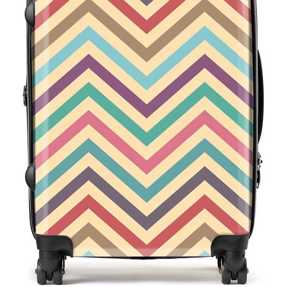 Warren Reed Designer Medium Geometric Vintage Coloured Chevron Pattern Suitcase Image 2