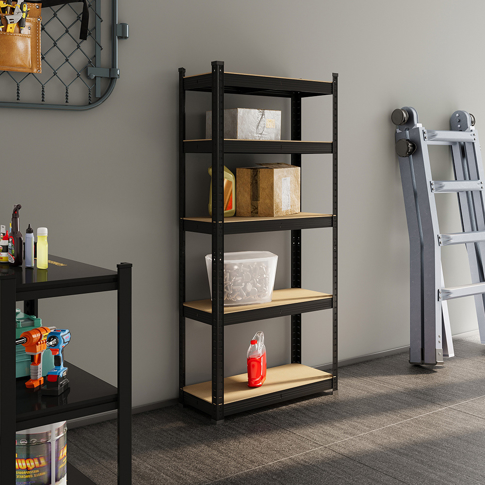 Living and Home 5 Shelf Black Galvanised Steel Shelving Unit Image 7