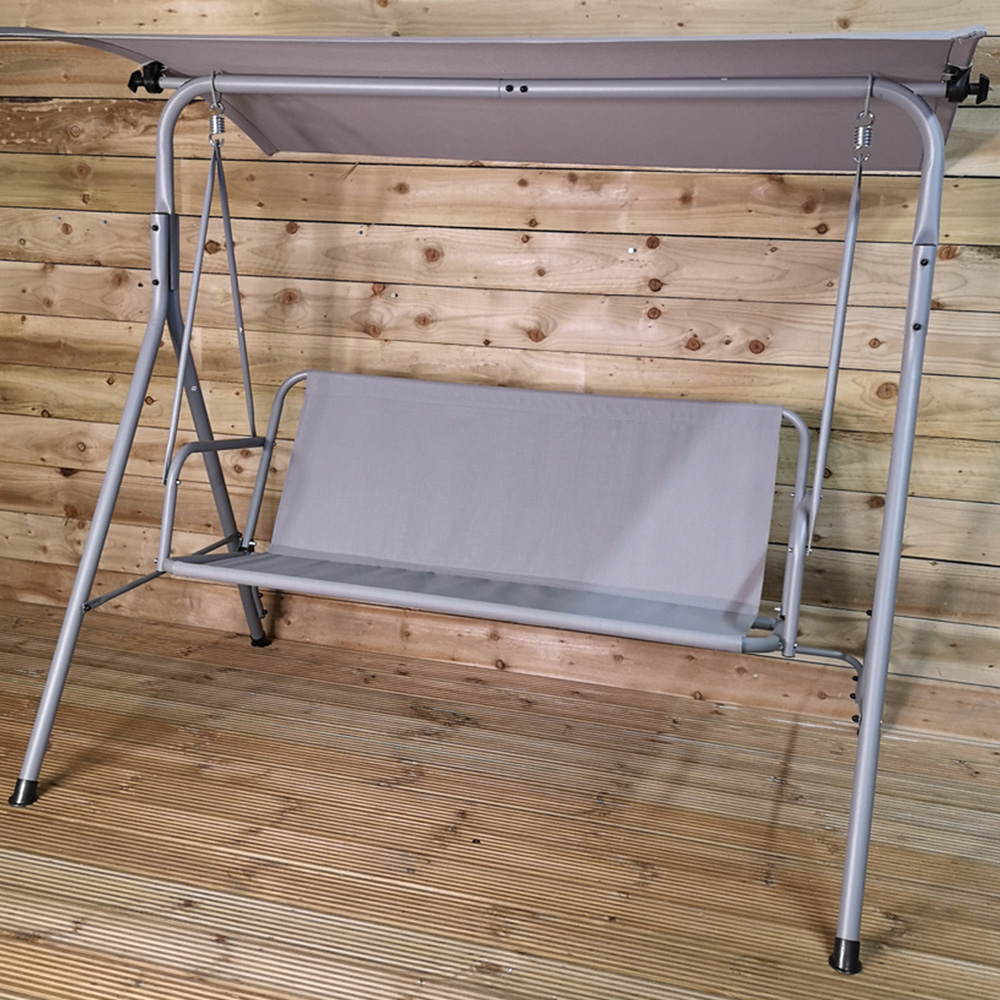 Samuel Alexander 2 Seater Light Grey Metal Swing Chair with Canopy Image 1