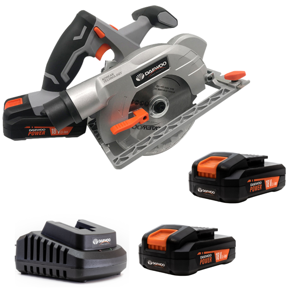 Daewoo U-Force 18V 2 x 2Ah Lithium-Ion Cordless Circular Saw with Battery Charger Image 1