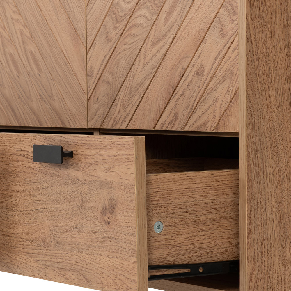 Seconique Leon 3 Door 2 Drawer Medium Oak Effect Wardrobe Image 7