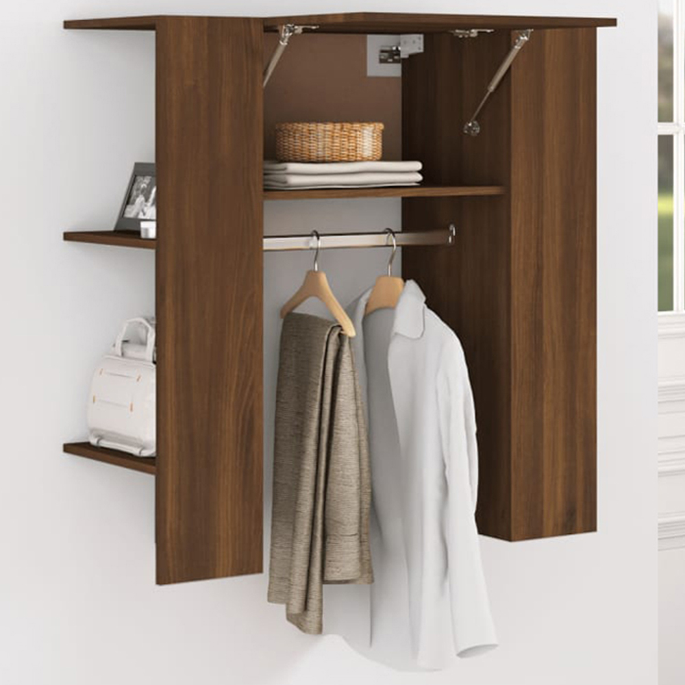vidaXL Single Door 2 Shelf Brown Hallway Cabinet Image 1