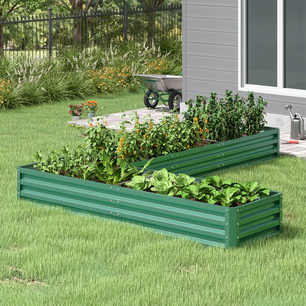 Living and Home Dark Green L Shaped Galvanised Steel Raised Garden Bed Image 7