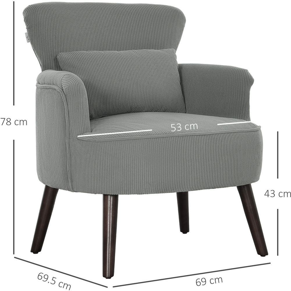 HOMCOM Modern Grey Upholstered Accent Armchair Chair Image 8