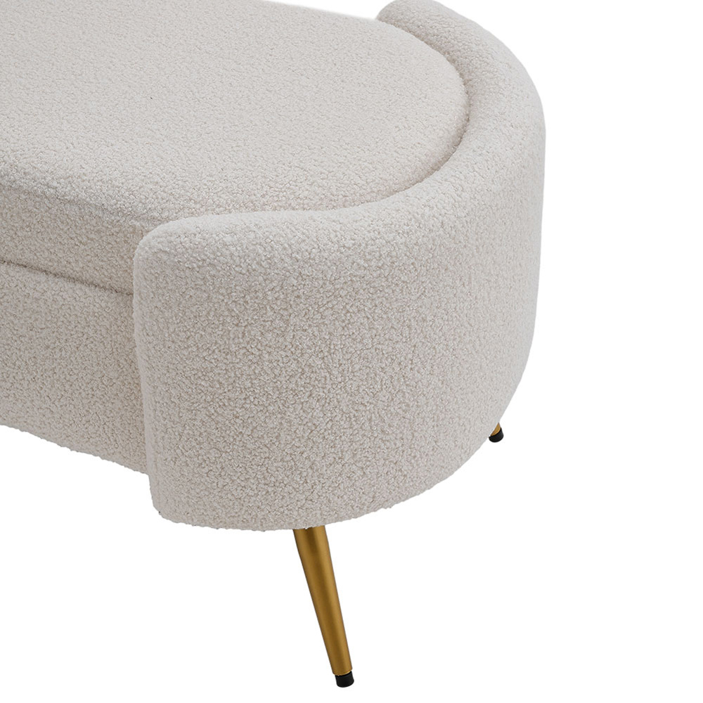 Living and Home White Modern Upholstered Accent Bench Image 5