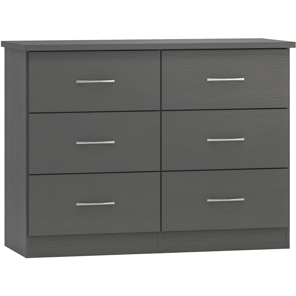 Seconique Nevada 6 Drawer 3D Effect Grey Chest of Drawers Image 2