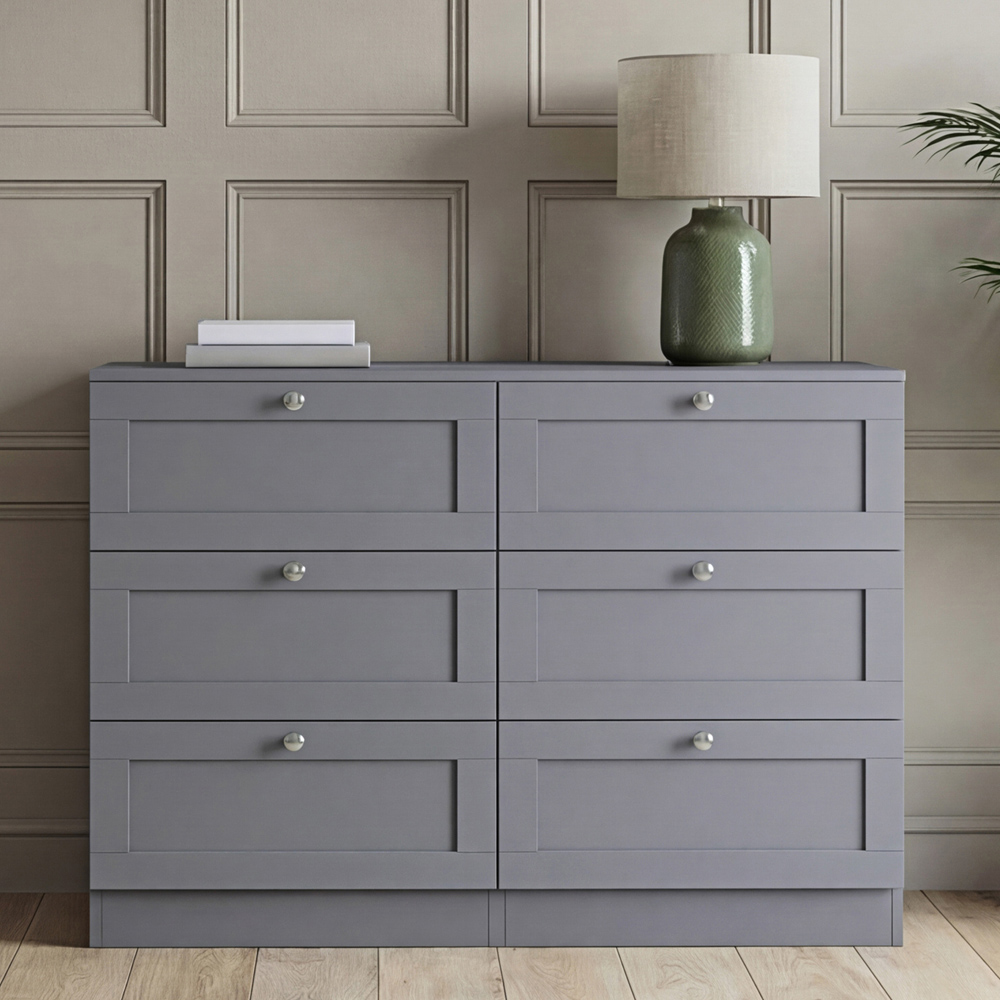 VIDA DESIGNS Altino 6 Drawer Grey Shaker-Style Chest of Drawers Image 4