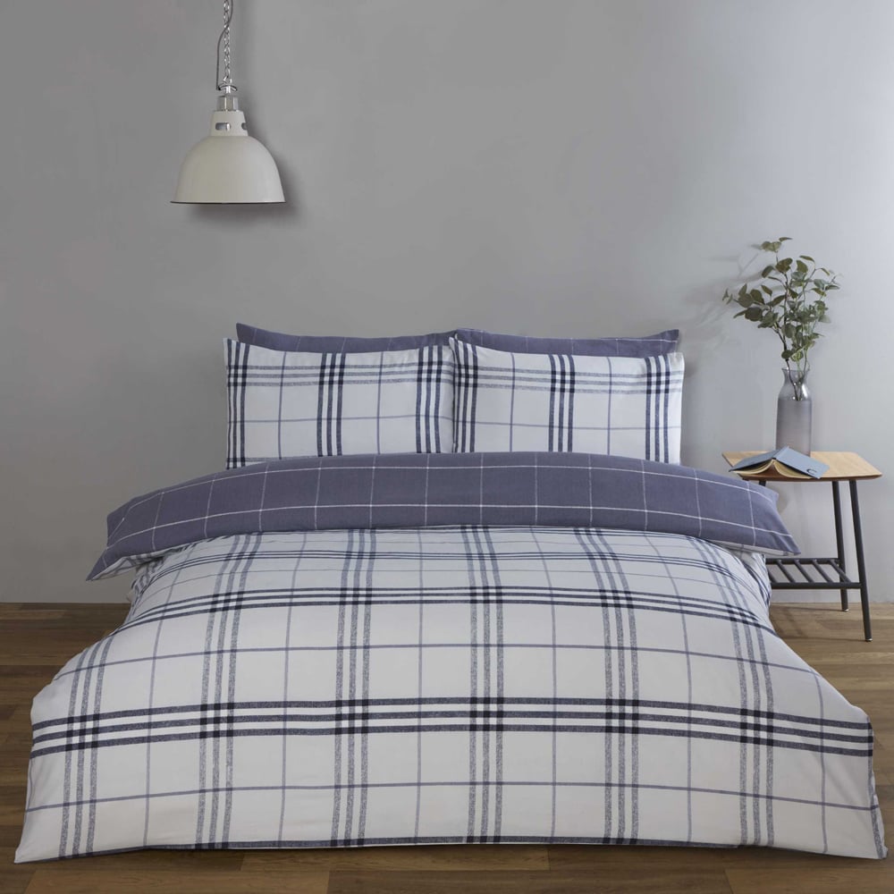 Rapport Home Harris Double Denim Check Duvet Set Image 1