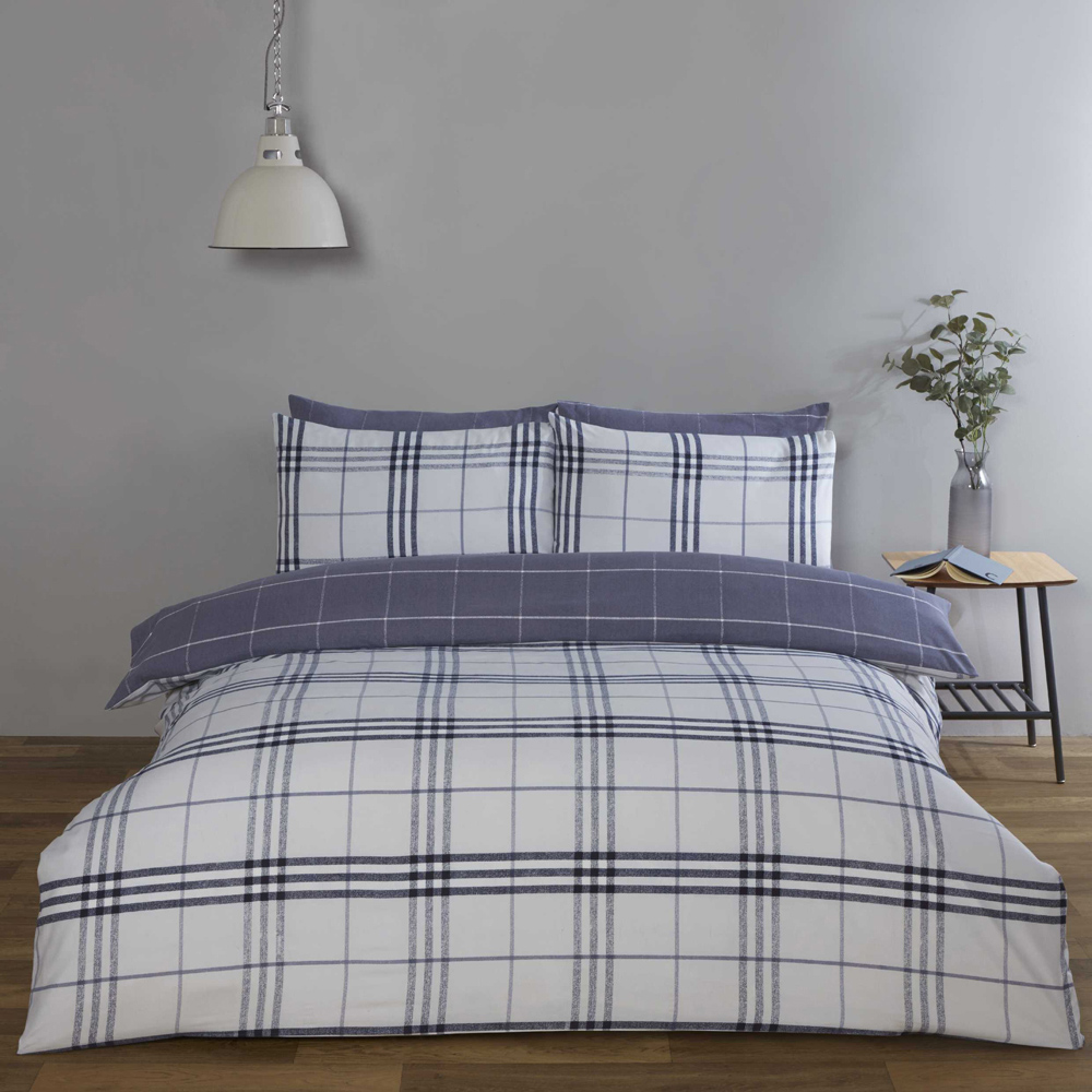 Rapport Home Harris King Size Denim Check Duvet Set Image 1