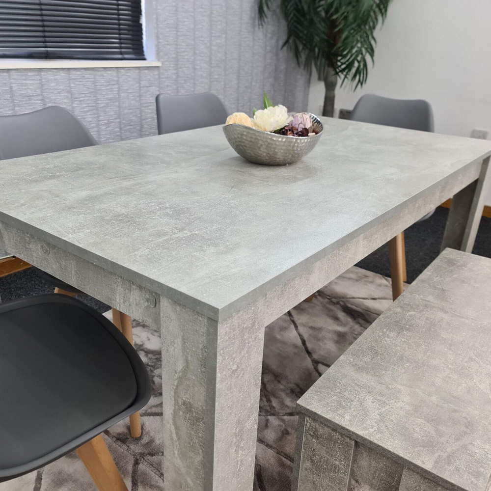 Kosy Koala 6 Seater Plastic and Faux Leather Dining Bench Set Stone Grey Effect and Grey Image 4