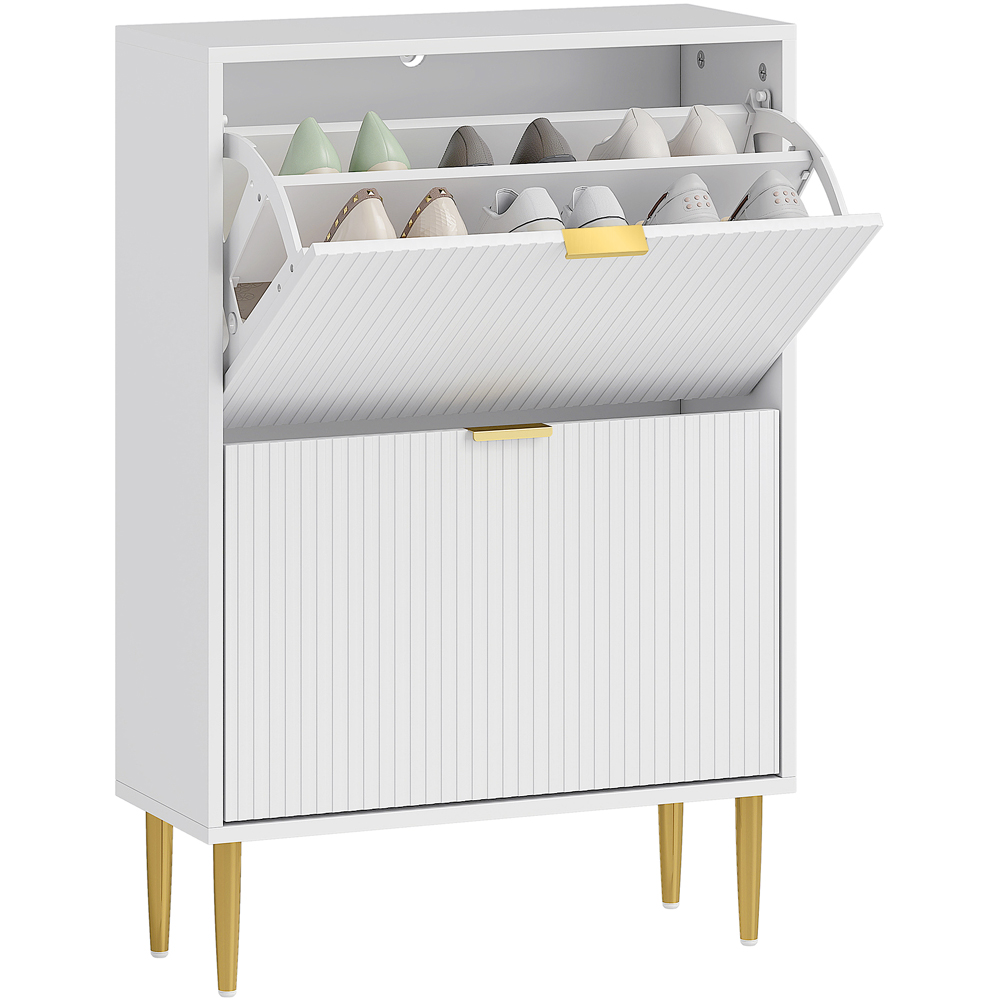 HOMCOM 2 Flip Drawer White Slim Shoe Storage Cabinet Image 2