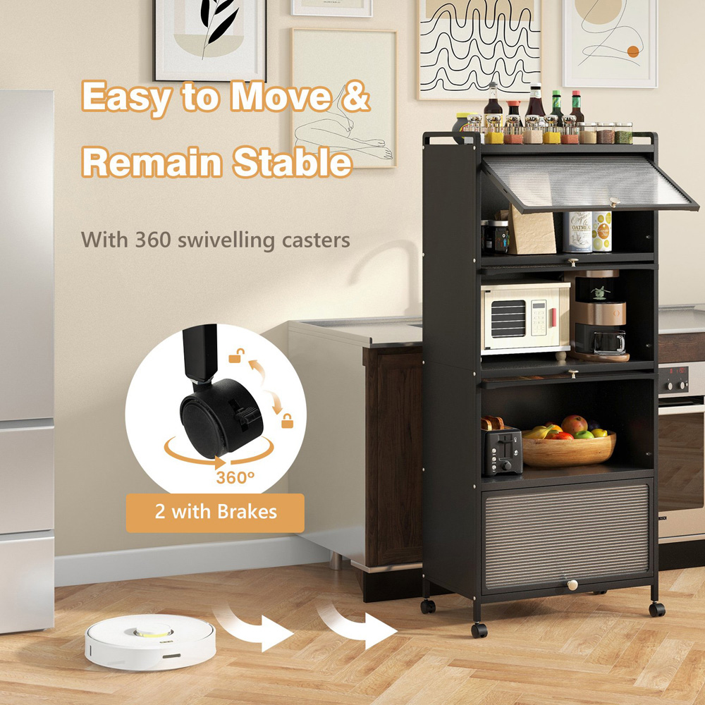 Costway 4 Shelf Black Kitchen Storage Rack Image 6