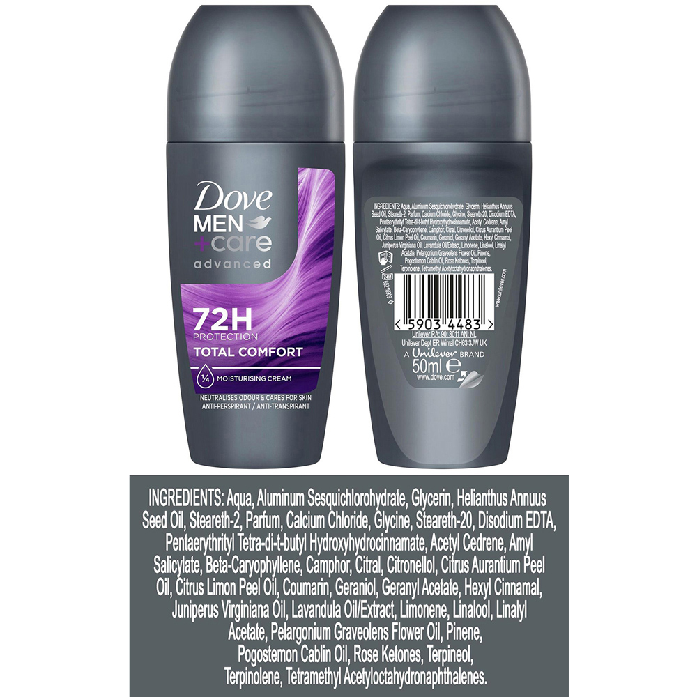 Dove Men+Care Total Comfort 72H Odour Protection Antiperspirant Roll On 50ml 6 Pack Image 7