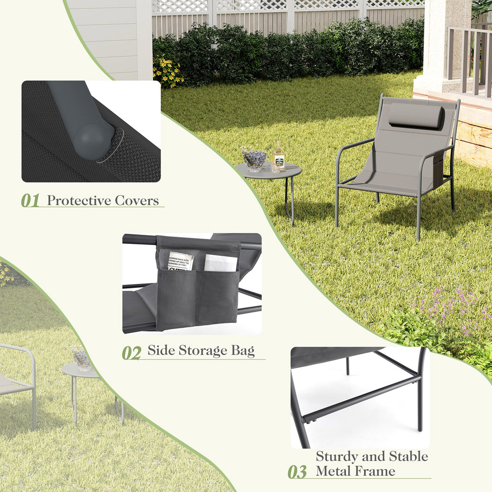 Costway 2 Seater Grey Bistro Set Image 7