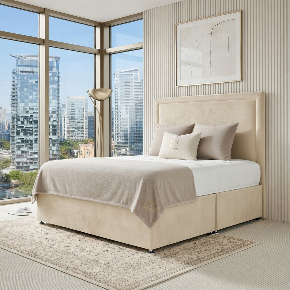 DS Living Velmont King Size Cream Plush Divan Bed Image 4