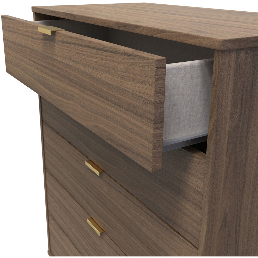 Crowndale Hong Kong 5 Drawer Carini Walnut Chest of Drawers Ready Assembled Image 6