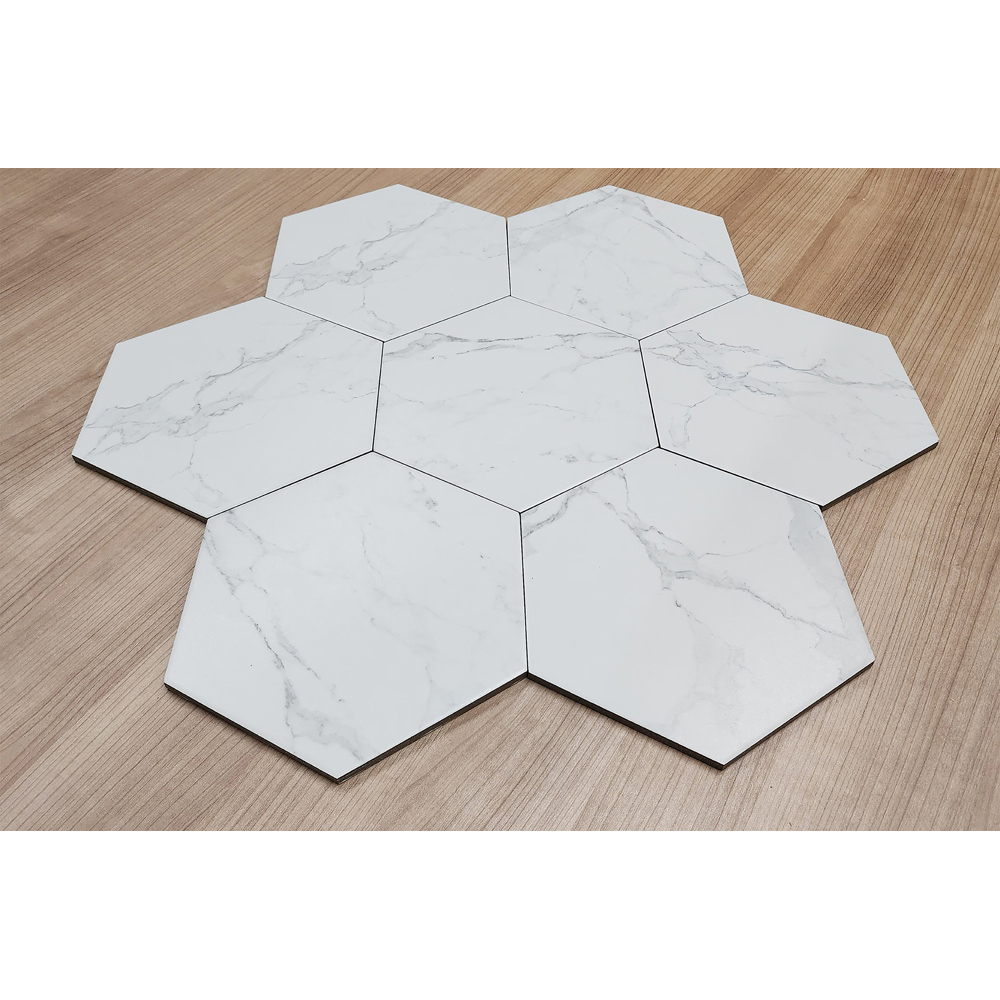 Top Ceramics White Marble Effect Hexagon Porcelain Wall Tile 215 x 250mm Image 3