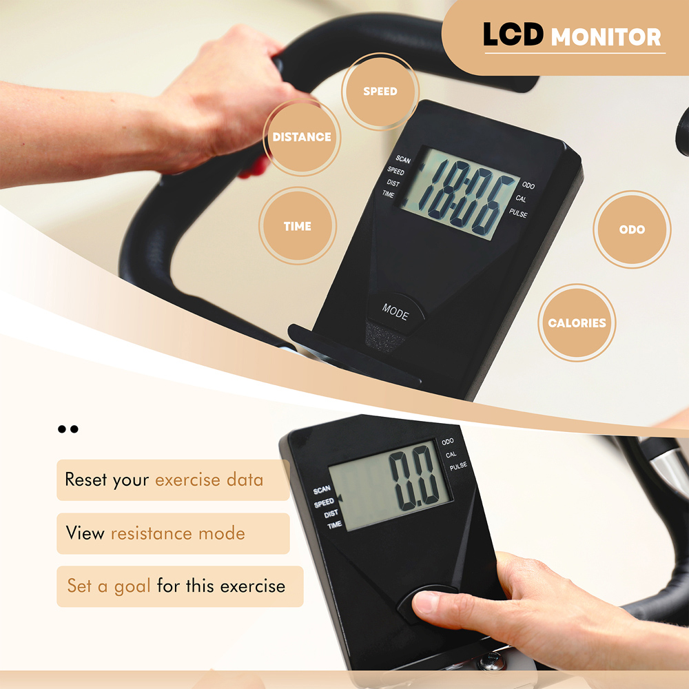 SPORTNOW Black and White Magnetic Resistance Quiet Folding Exercise Bike Image 3