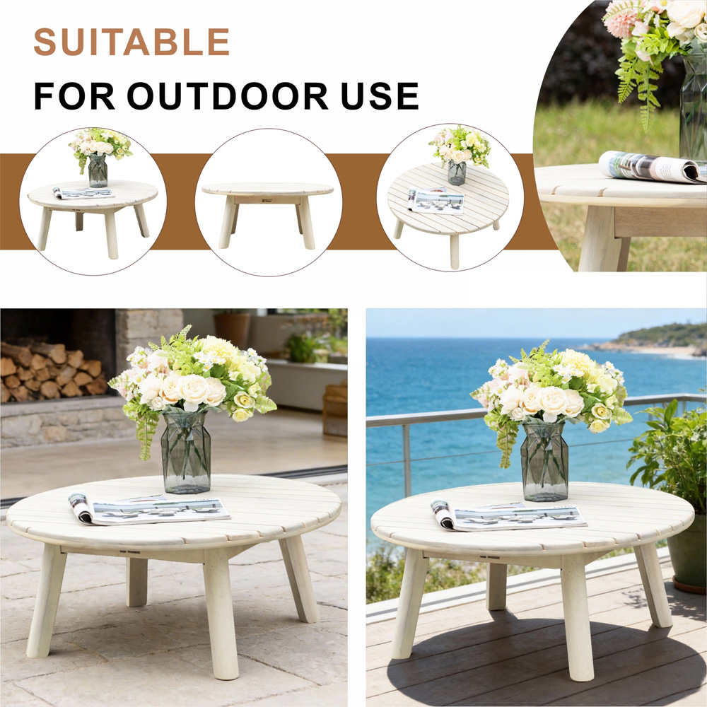 Direct Wicker Naturally Sanded Wooden Garden Coffee Table Image 5