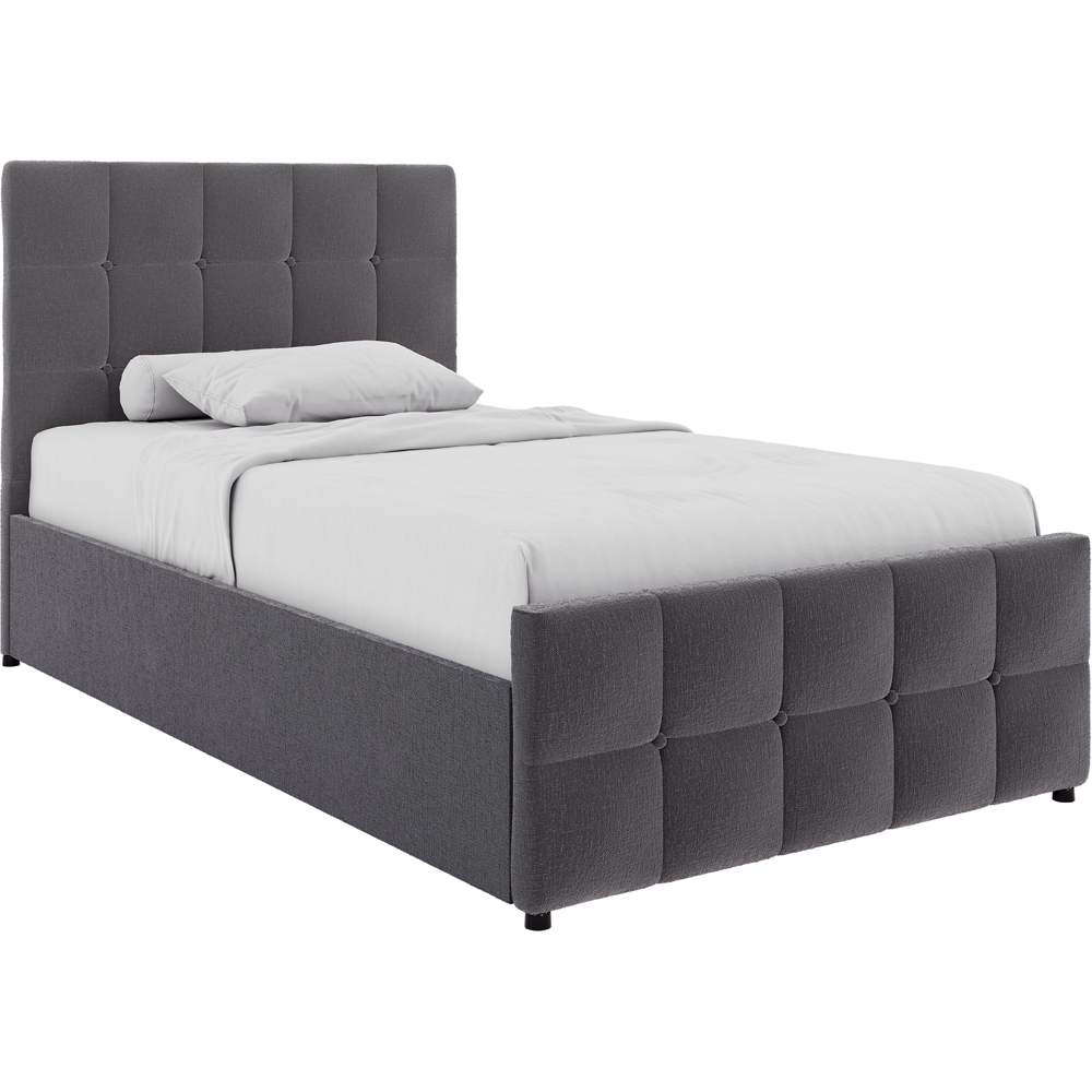 VIDA DESIGNS Valentina Single Dark Grey Linen Ottoman Bed with Padded Headboard Image 2