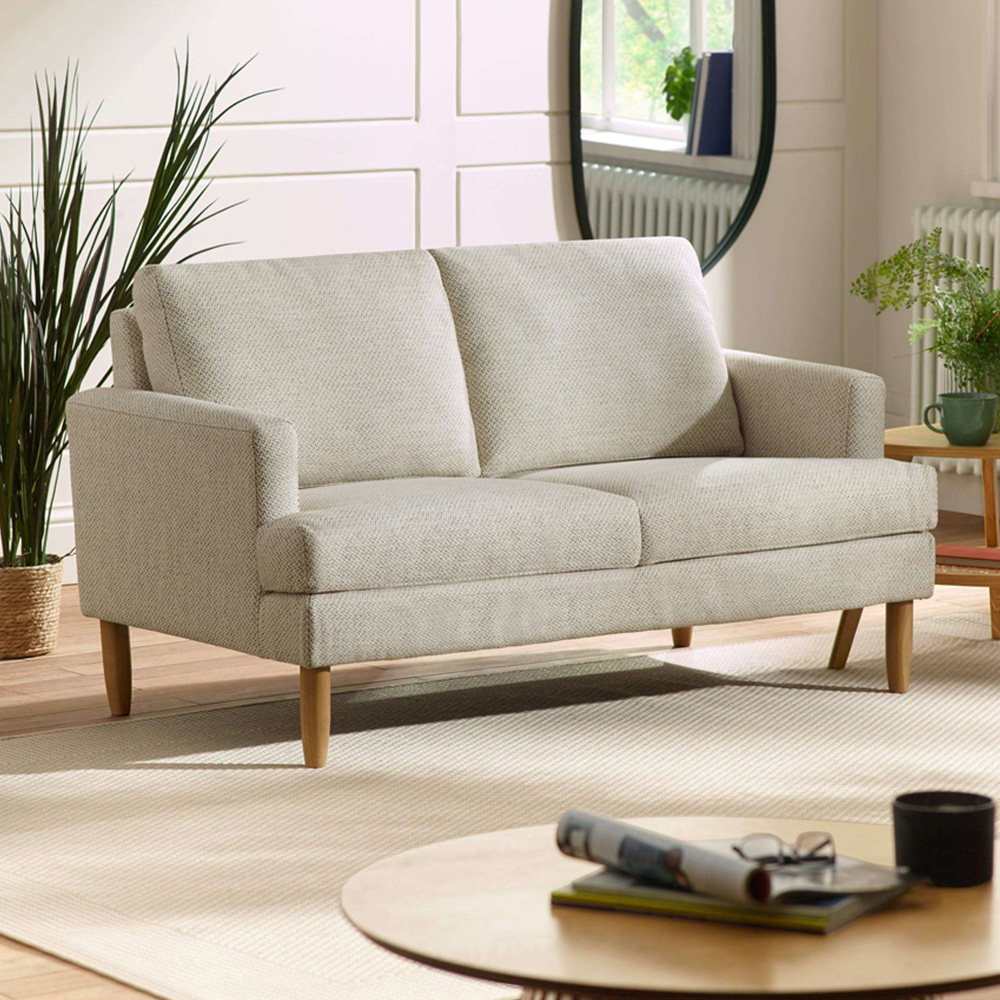 Julian Bowen Daisy 2 Seater Beige Pearl Barley Chenille Upholstered Compact Sofa Image 1