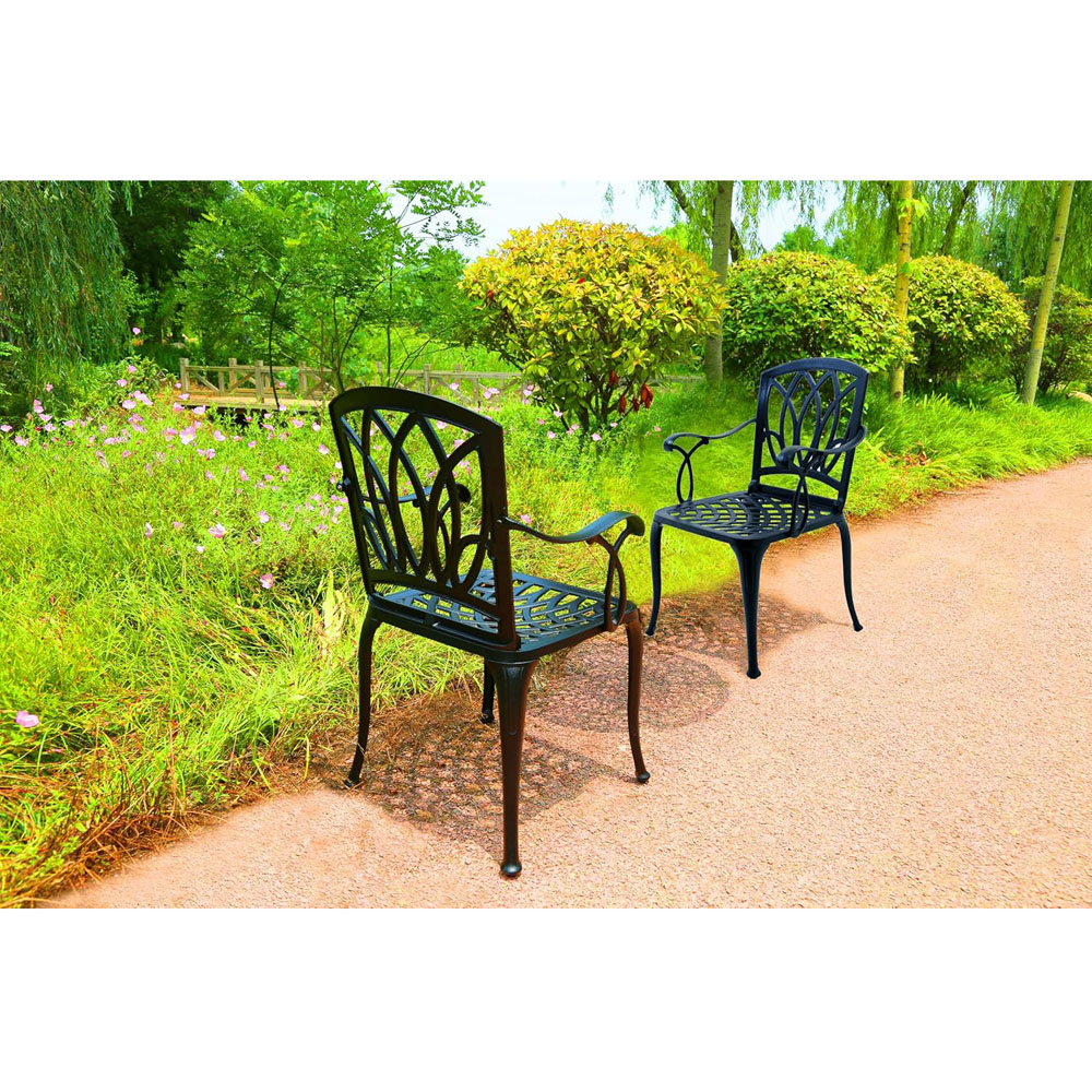 Centurion Positano Set of 2 Black Garden Bistro Chairs with Armrests Image 7