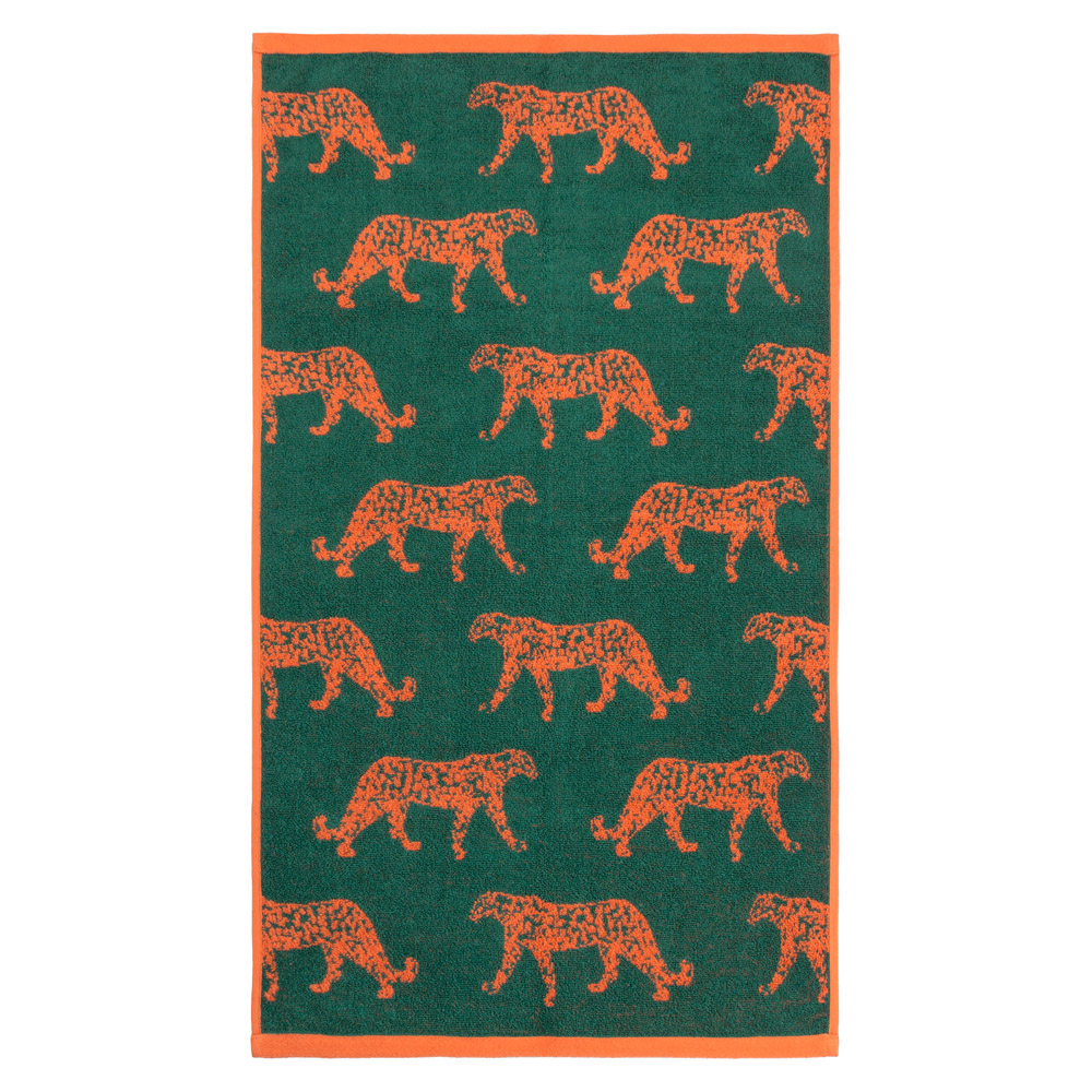furn. Leopard Cotton Jacquard Orange Hand Towel Image 3