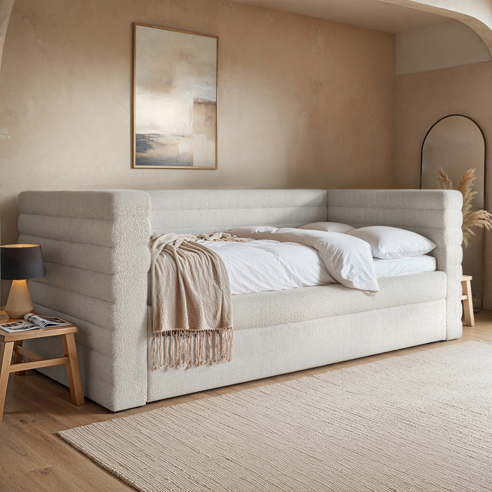 Flair Yuma Single Cream Boucle Guest Bed Image 4