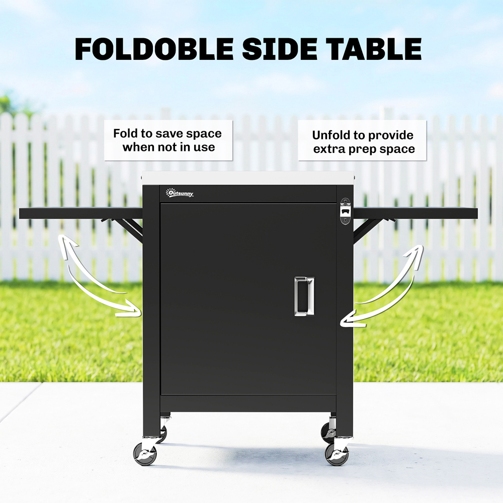 Outsunny Black Movable Outdoor Food Prep Grill Cart Image 4