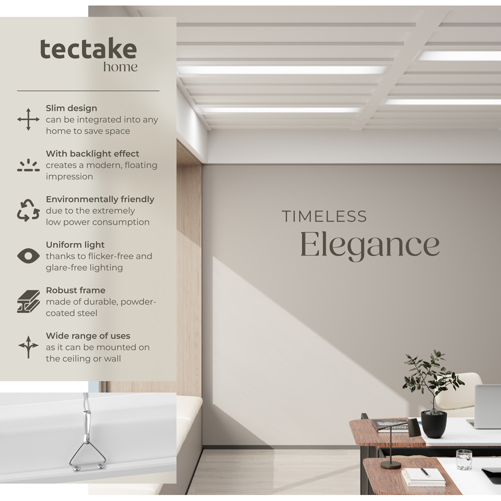 tectake Lucerna 36W 3000K Ultra Slim Warm White LED Panel Light 29.5 x 119.5cm Image 6