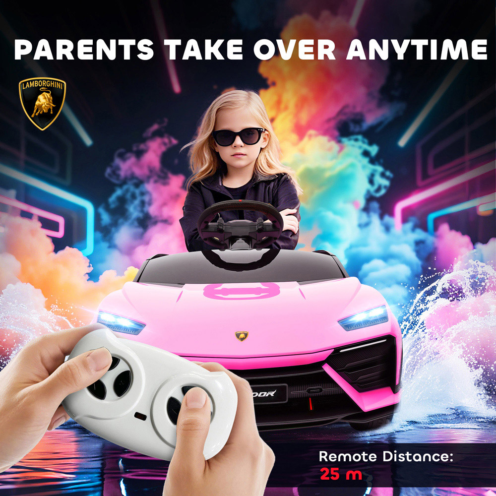 Tommy Toys Kids Pink Licensed Lamborghini Electric Ride On Car with Suspension and Remote Image 5