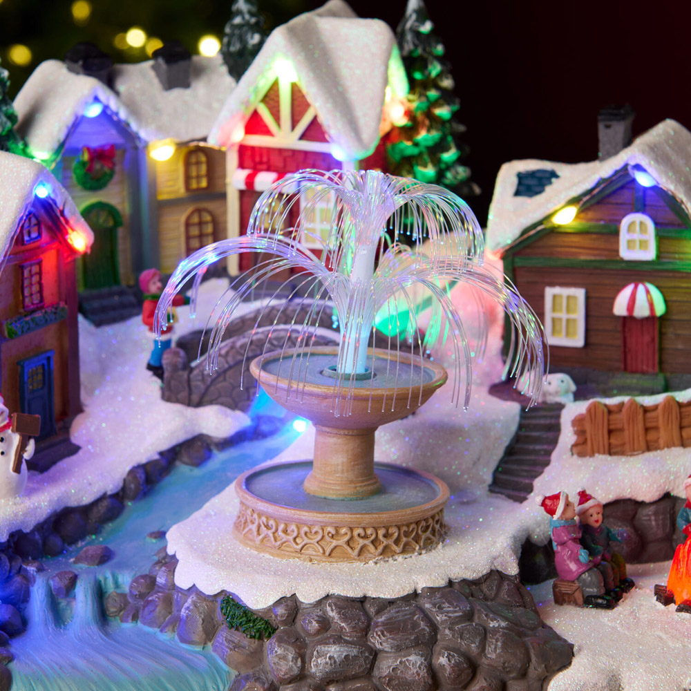 Waterfall Christmas Village Scene Image 4