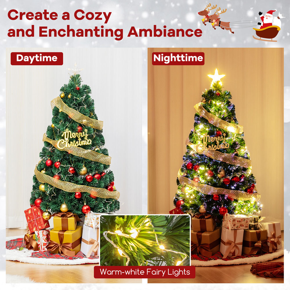 Costway 18 String Light Fibre Optic Pre-Lit Artificial Christmas Tree 4ft Image 8