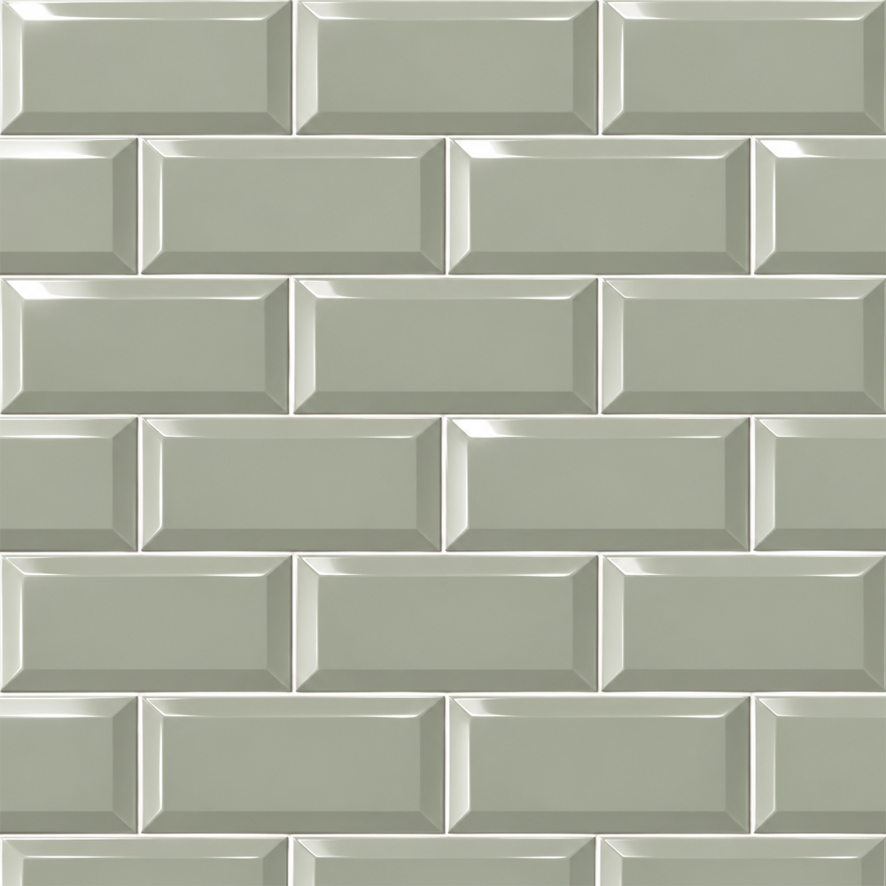 Go Bathrooms Metro Green Sage Gloss Ceramic Wall Tile 100 x 200mm 50 Pack Image 4