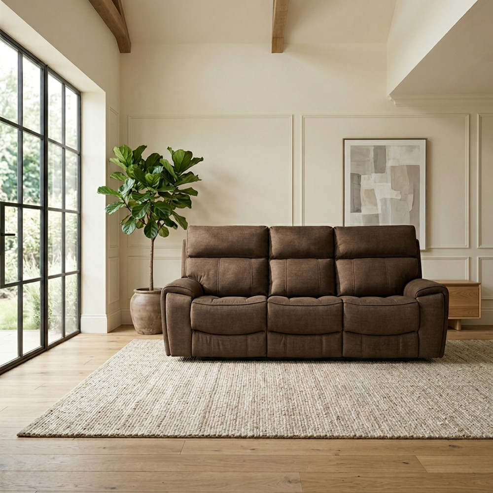 Cancun 3 Seater Brown Manual Recliner Sofa Image 3