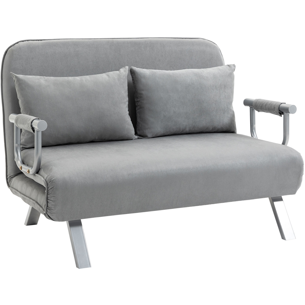 HOMCIOM 2 Seater Light Grey fabric Convertible Sofa Bed Image 2