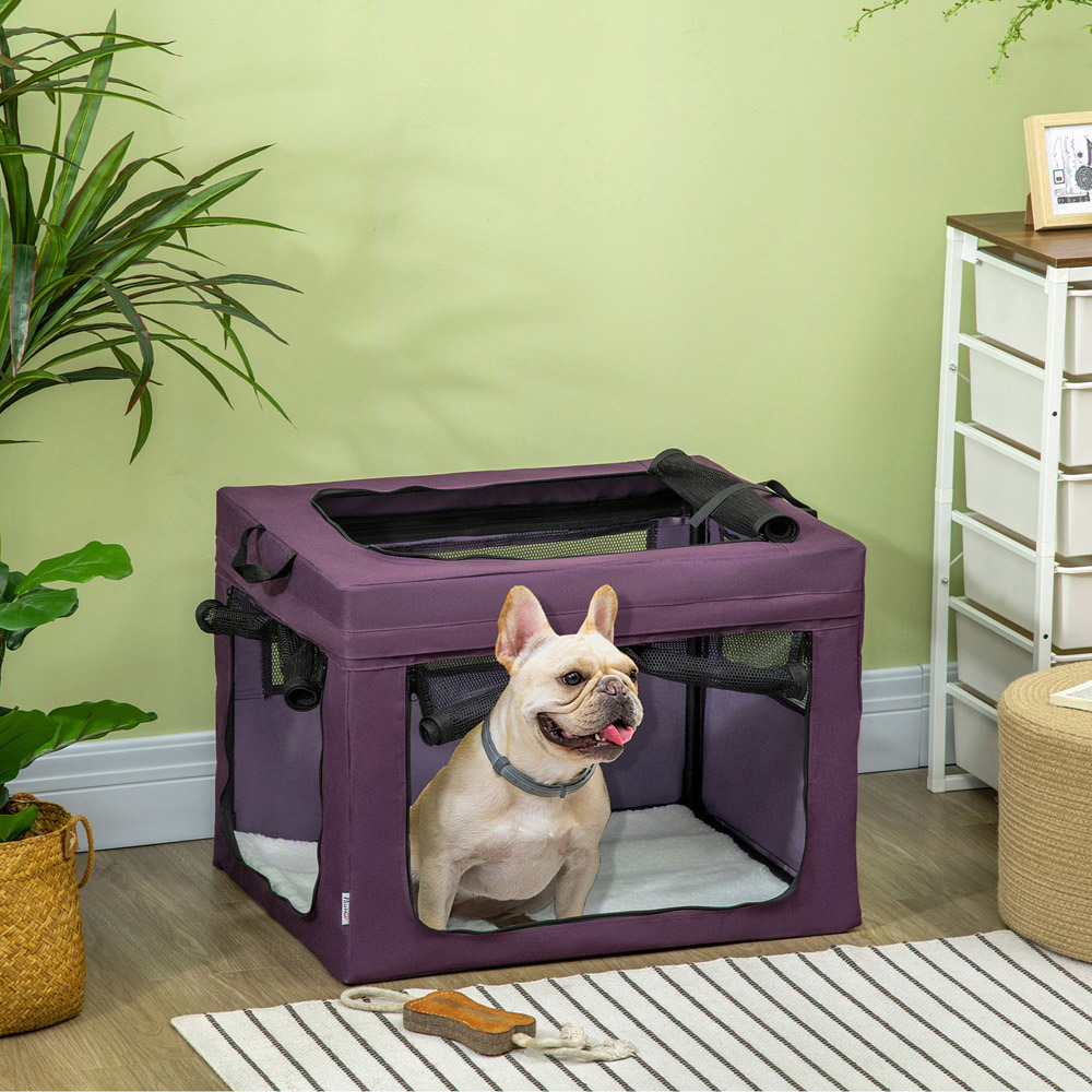 PawHut Purple Soft Side Small Dog Pet Carrier with Cushion Image 2